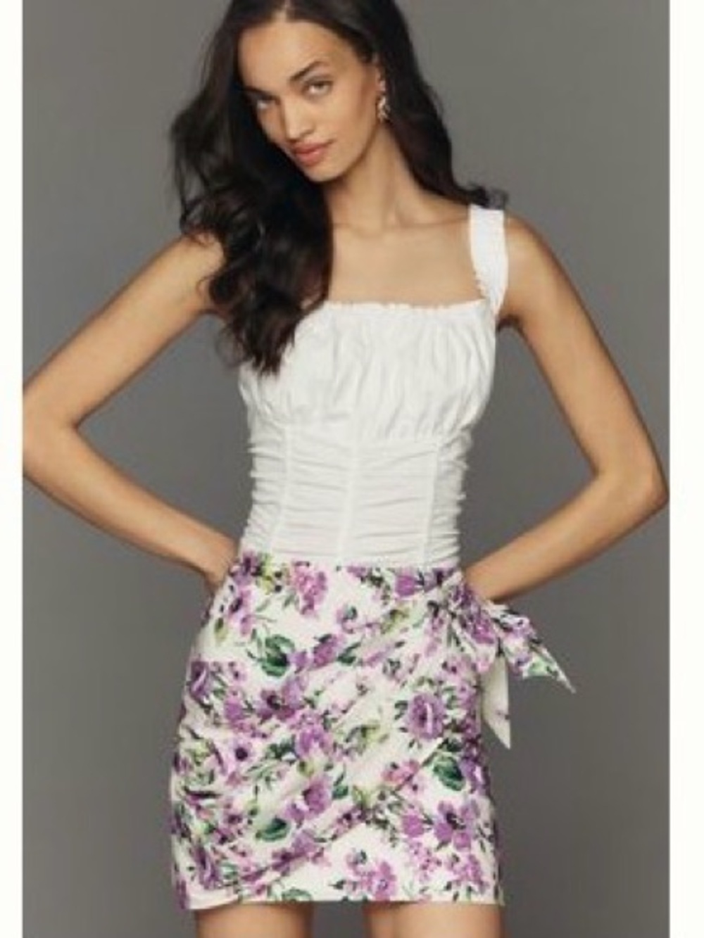 Anthropologie Purple Floral Wrap Skirt